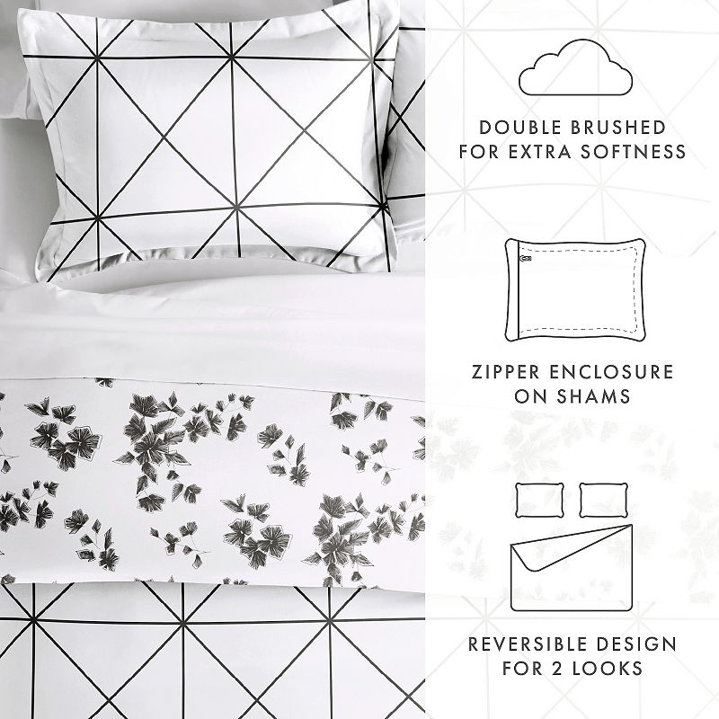 Home Collection Premium Ultra Soft Edgy Flowers Pattern Reversible Duvet Cover Set