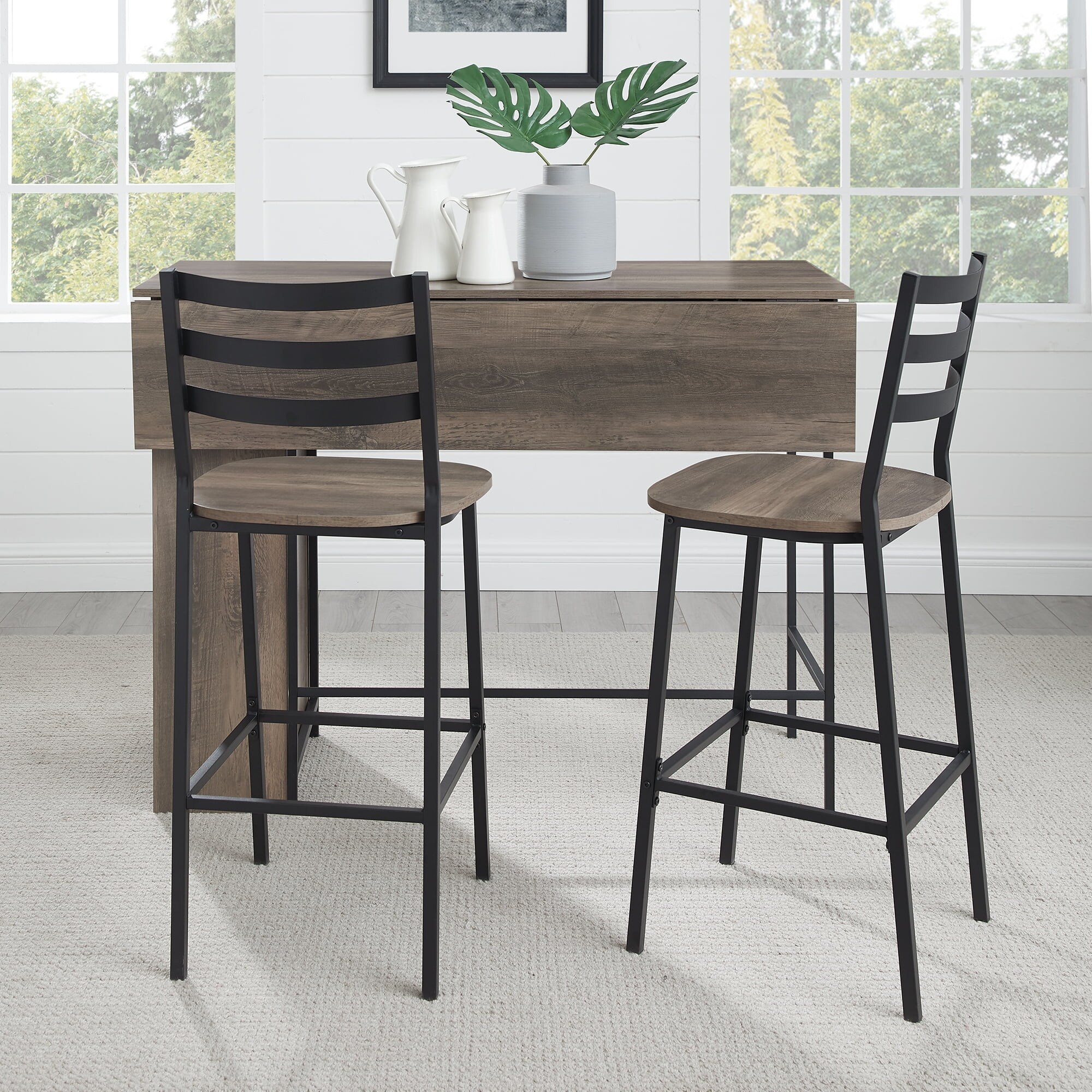 3 - Piece Drop Leaf Grey Wash Counter Height Dining Set