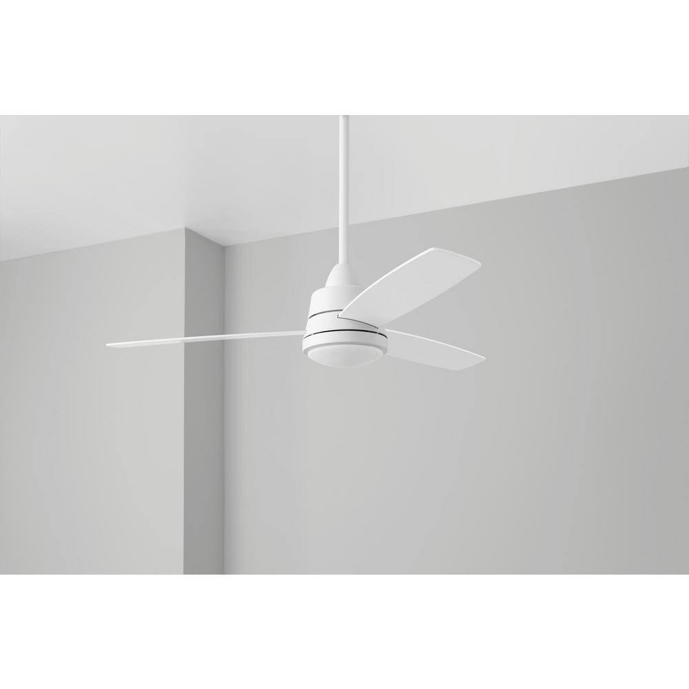 Hampton Bay Caprice 52 in. Integrated LED Indoor Matte White Ceiling Fan with Light Kit and Remote Control SW19151R MWH