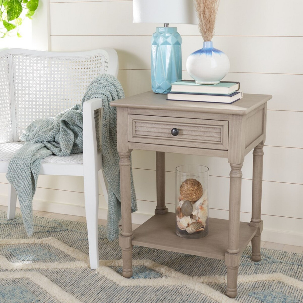 Nathan One Drawer Accent Table Greige   French Country   Side Tables And End Tables   by AED Luxury Home Decor  Houzz