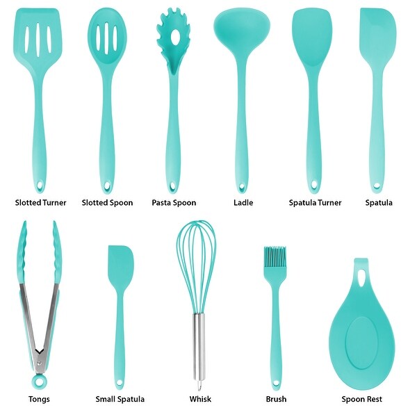 12 Piece Turquoise Silicone Cooking Utensils