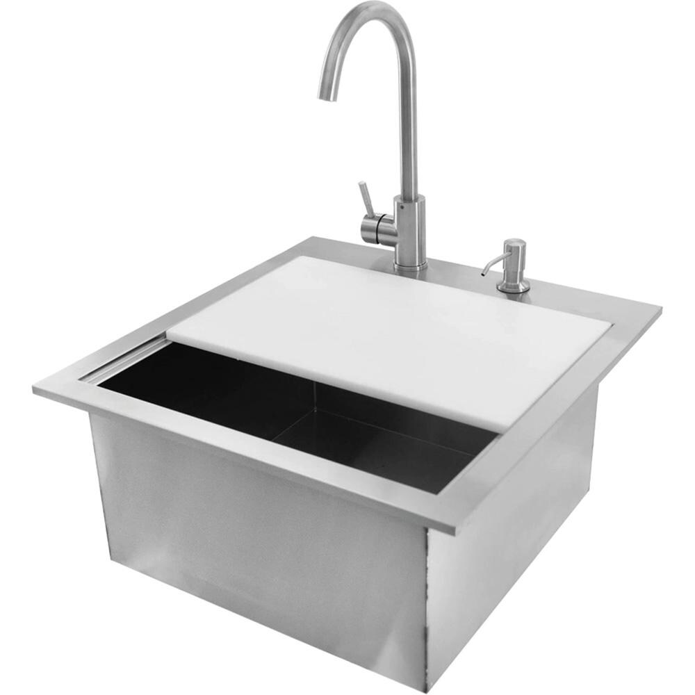 Signature 21-Inch Outdoor Rated Stainless Steel Drop-In Sink With Hot/Cold Faucet