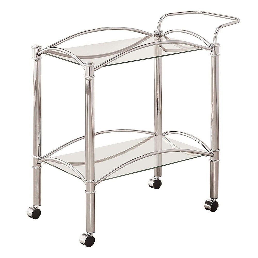 Beautiful Metal Serving Cart  Silver