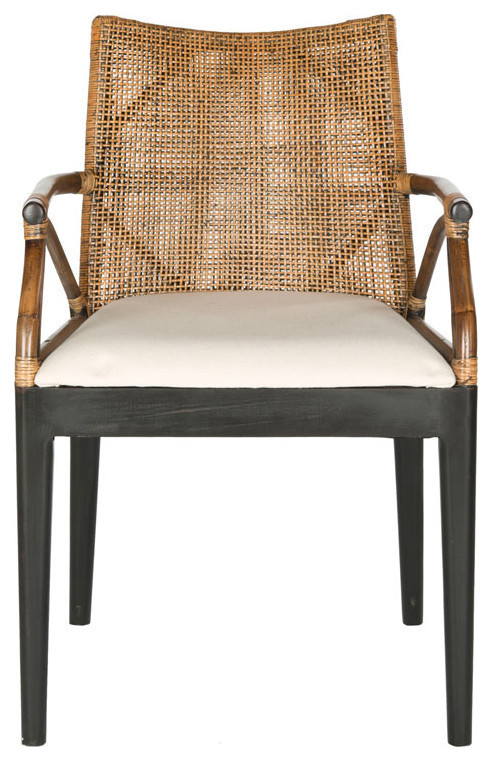 Vanna Arm Chair  Brown/White Cushion   Tropical   Dining Chairs   by Rustic Home Furniture Deco  Houzz