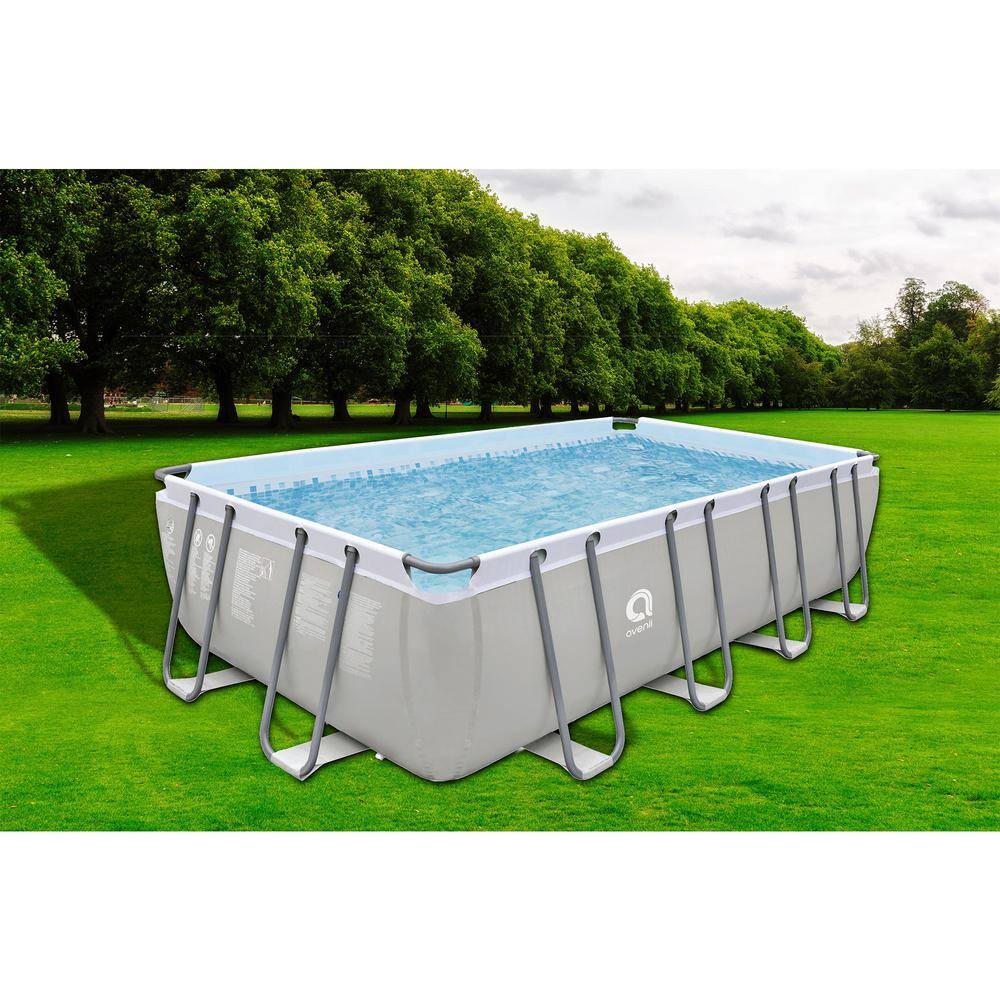 JLeisure 18 x 10 Foot Above Ground Rectangular Steel Frame Swimming Pool JL-17776-1US-AB