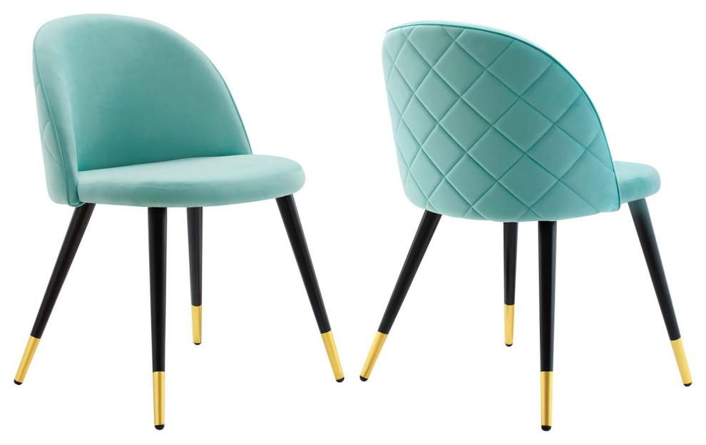 Modway Cordial Performance Velvet dining chairs Set of 2   Midcentury   Dining Chairs   by Beyond Design  ampMore  Houzz