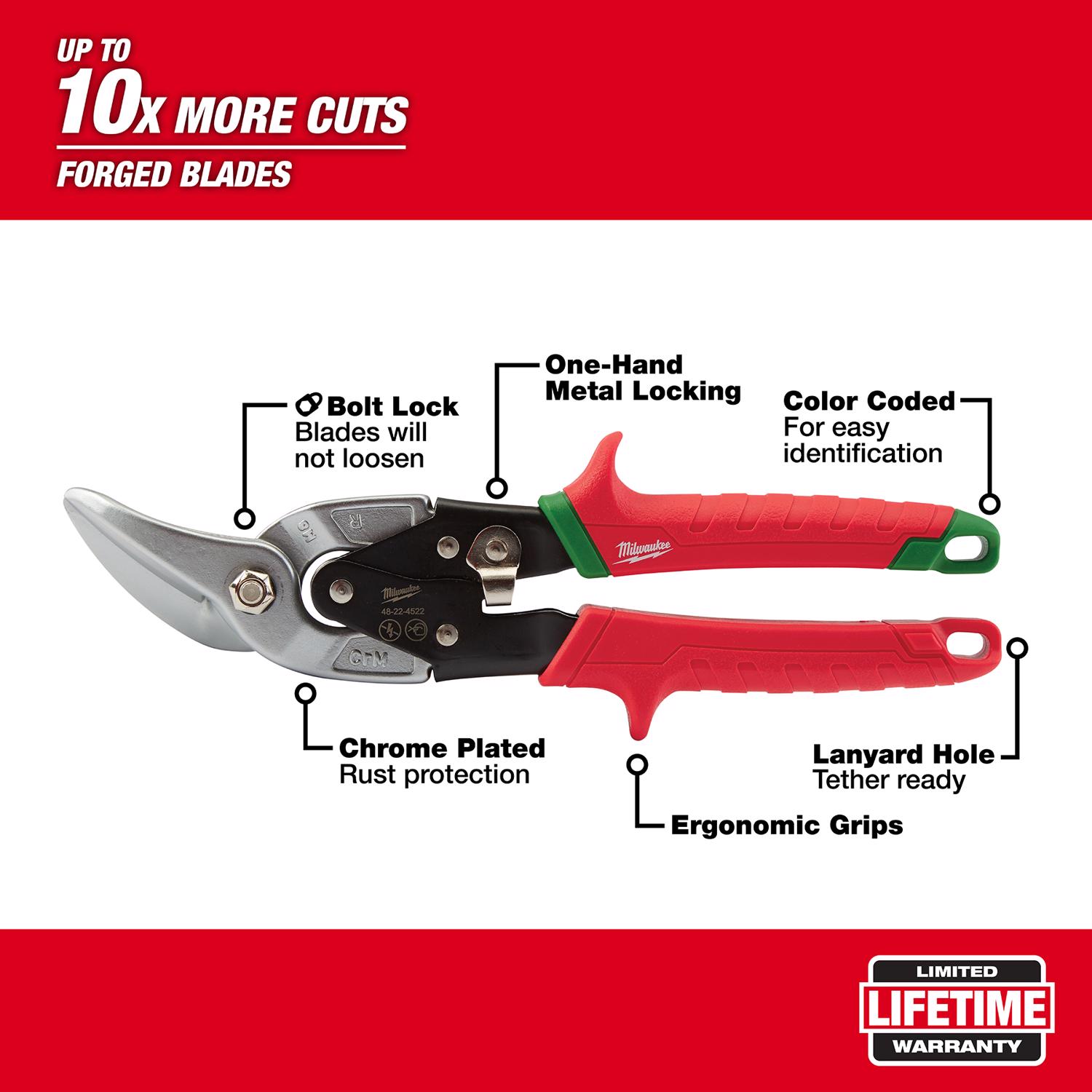 MW 10 in. Forged Alloy Steel Offset Aviation Snips Set 22 Ga. 2 pk