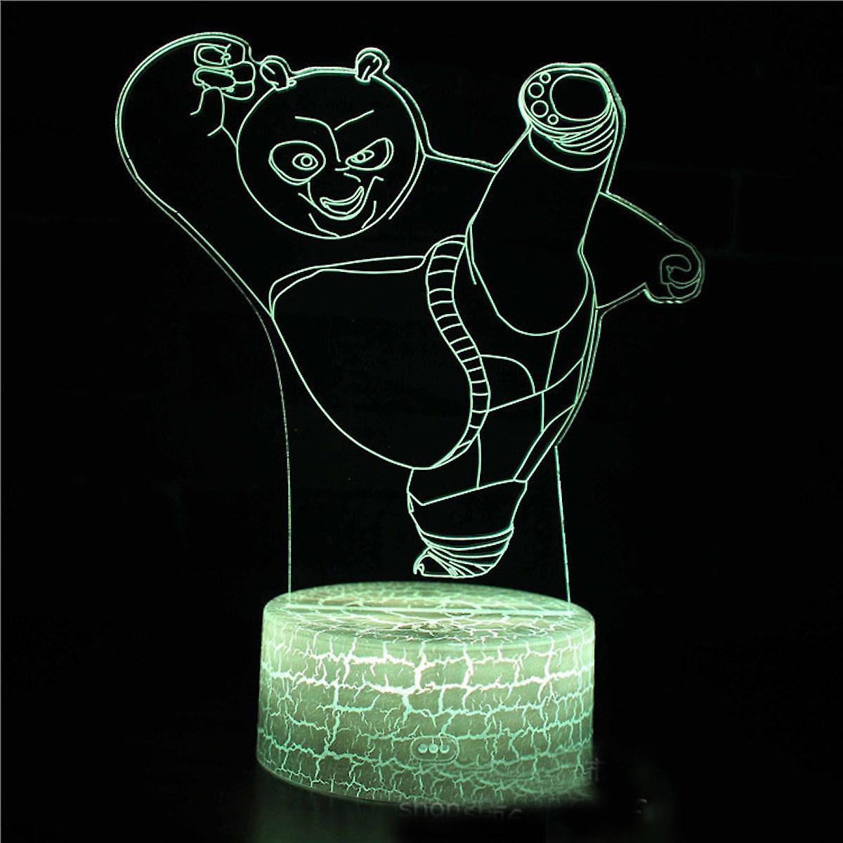 Kongfu Panda Illusion Lamp 3d Night Light With 16 Color Change Remote Control，room Dcor