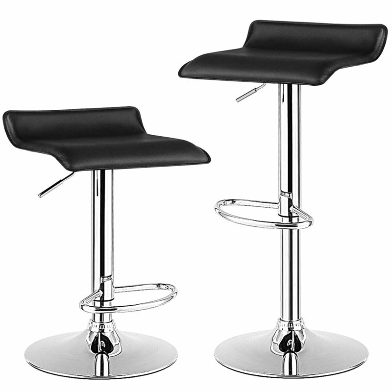 2-Pack Modern Swivel Bar Stools, Adjustable Height PU Leather Backless Counter Stools, Kitchen Dining Chairs