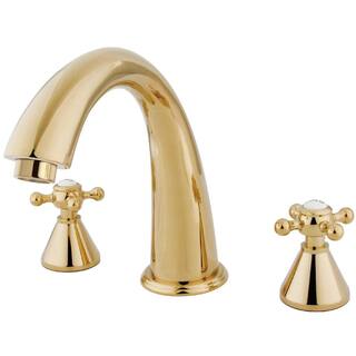 Kingston Brass Roman 2-Handle Deck Mount Roman Tub Faucet in Polished Brass HKS2362BX