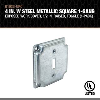 Southwire 4 in. W Steel Metallic 2-Gang Exposed Work Square Cover for 1 Toggle Switch (1-Pack) G1935-UPC