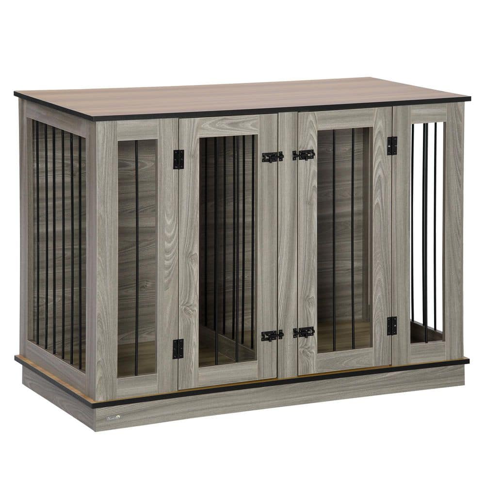 PawHut Furniture Style Dog Crate with Removable Panel, End Table with Two Rooms Design - Large D02-087V80