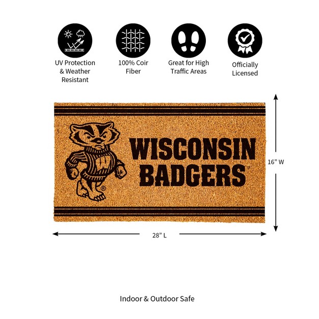 Evergreen University Of Wisconsin madison Logo Natural Coir 28 X 16 Inches Indoor Outdoor Doormat