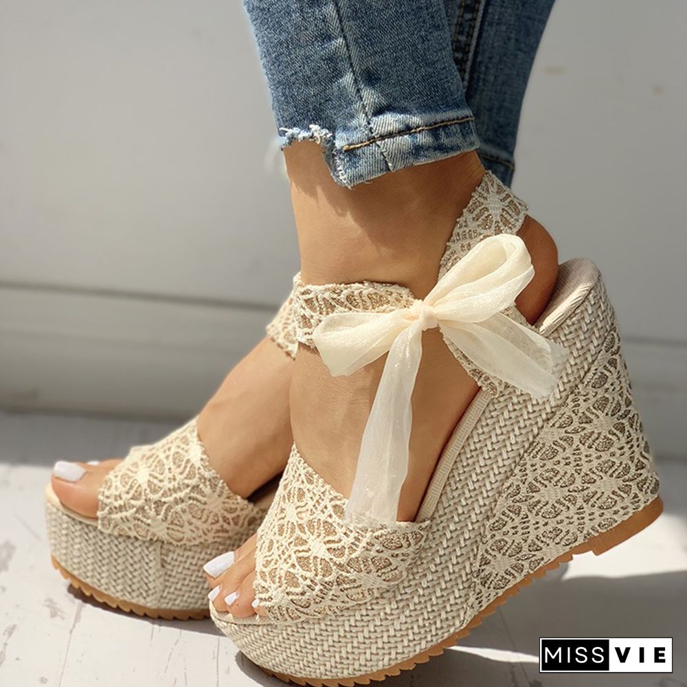 Hot Lace Leisure Women Wedges Heeled Women Shoes Summer Sandals Party Platform High Heels Shoes Woman