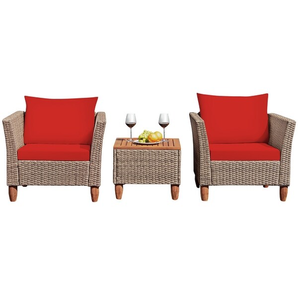 3 Piece Patio Furniture Set Outdoor Rattan Bistro Sofa Set