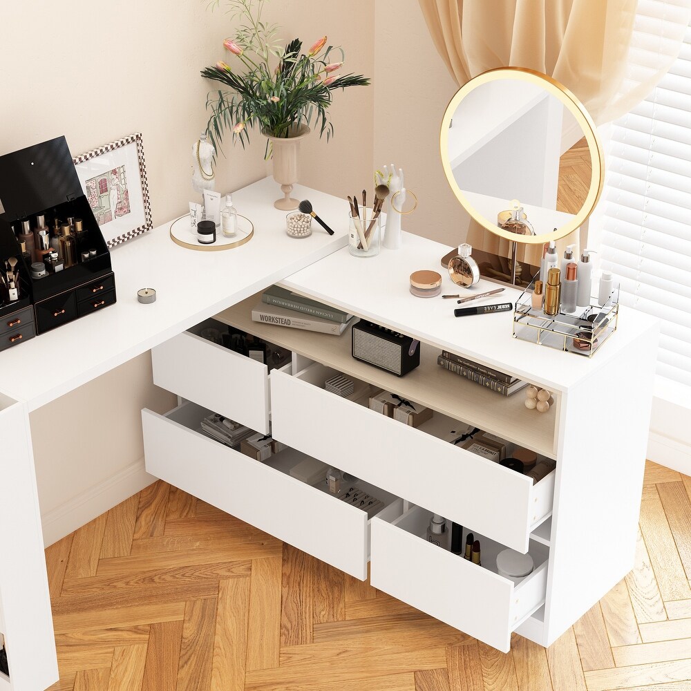 4 Drawer Desk Vanity Sideboard Bedroom Dresser Chest Of Drawers White