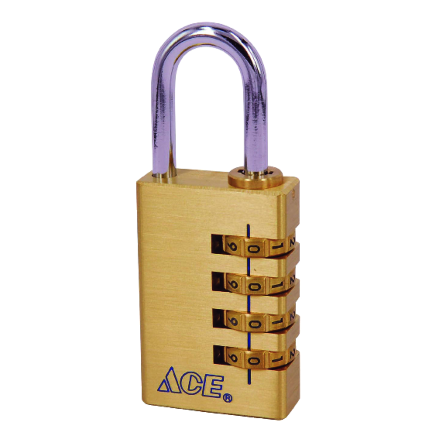 Ace 1-7/8 in. H X 1-1/4 in. W X 1/2 in. L Brass 4-Dial Combination Padlock