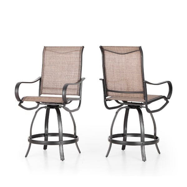 MAISON ARTS 3/5Piece Patio Bar Stool Set of 1 Bar Table and 2/4 Textilene Swivel High Bar Stools