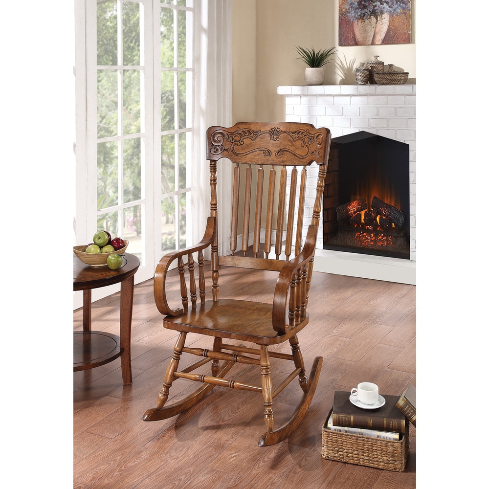 Coaster Furniture Sara Warm Brown Windsor Back Rocking Chair