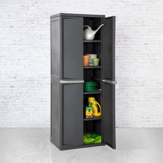 Sterilite Adjustable 4-Shelf Gray Storage Cabinet with Doors 01423V01-WMT