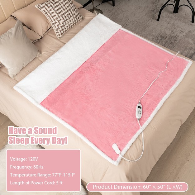 X 50 quot Electric Blanket Throw Warming Blanket With 10 Heating Levels 9h Timer Auto Shut Off Overheat Protection