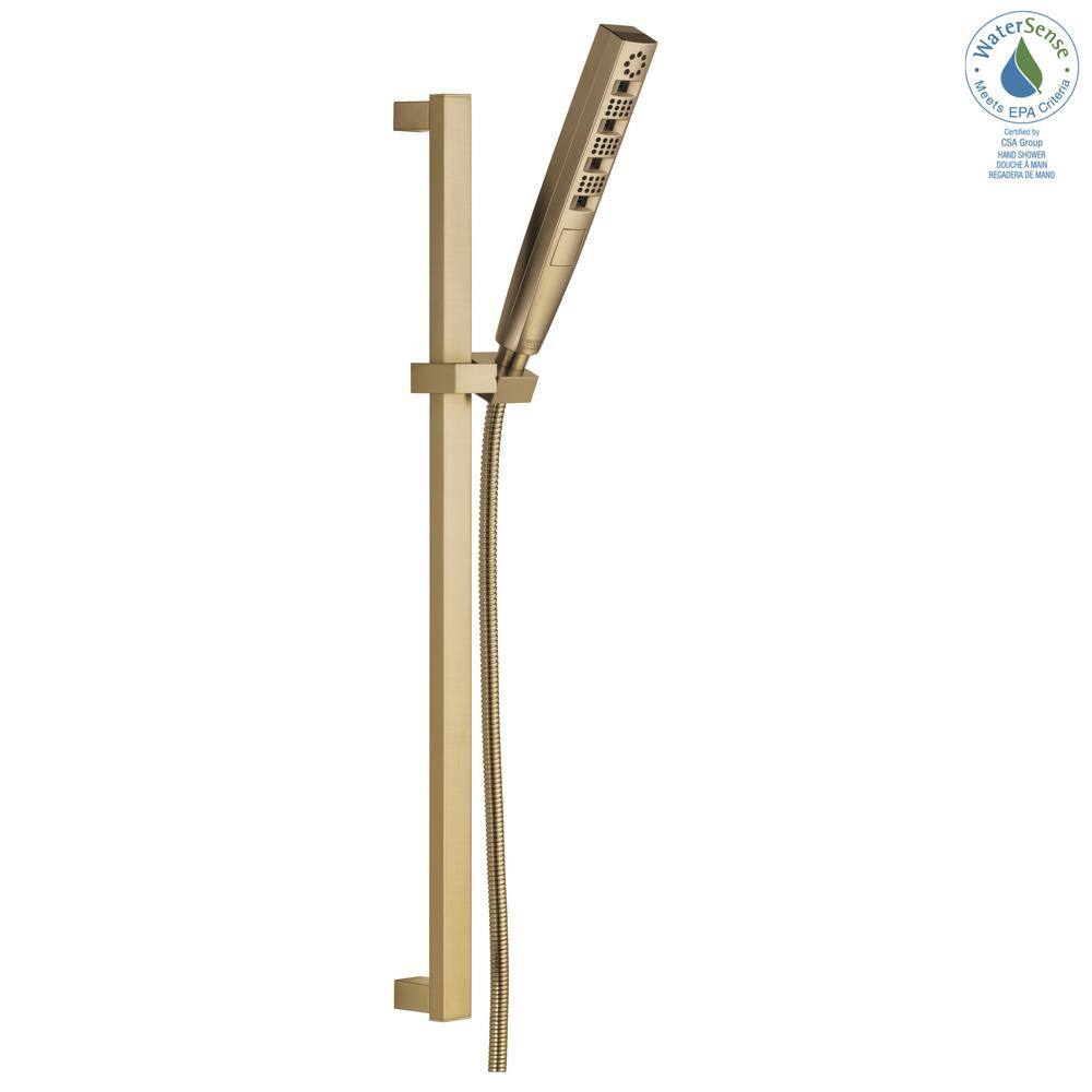 Delta 4-Spray Patterns 1.75 GPM 1.43 in. Wall Mount Handheld Shower Head with H2Okinetic in Lumicoat Champagne Bronze 51140-CZ-PR