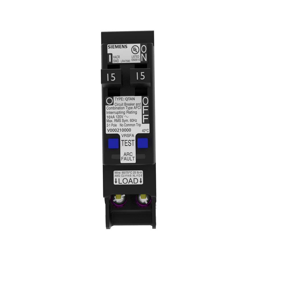 Siemens 15 Amp 120-Volt 1-Pole Tandem CAFCI Type QTAN Circuit Breaker Q1515AFCN