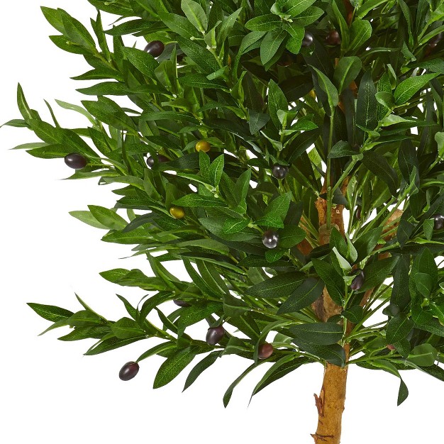 4.5ft Olive Cone Topiary Artificial Tree Uv Resistant - Nearly Natural