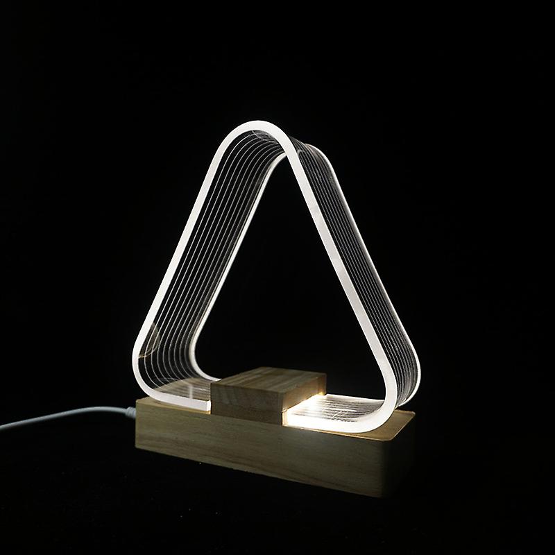 USB light Creative home Nordic simple study desk lamp charging led acrylic night light holiday gift light（triangle）