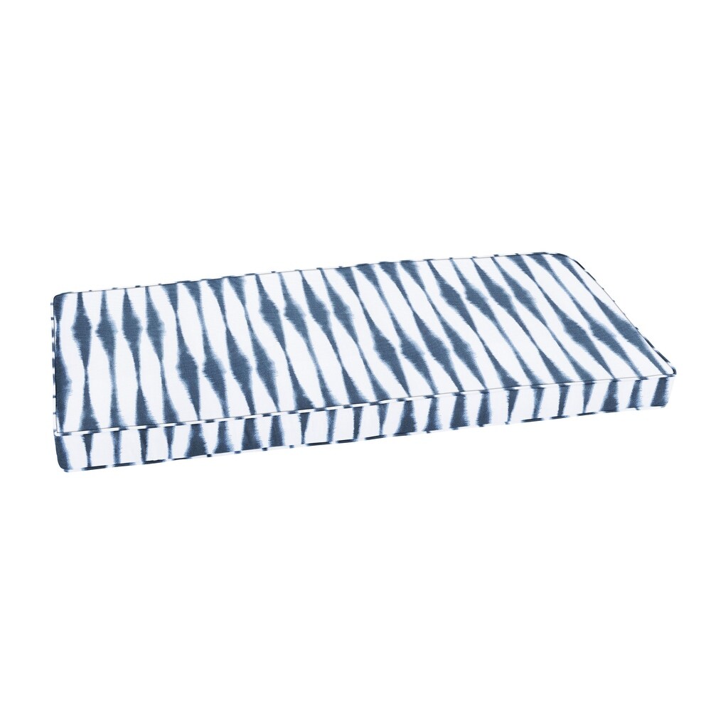 Humble + Haute Blue and White Ikat Stripe Indoor/Outdoor Corded Bench Cushion