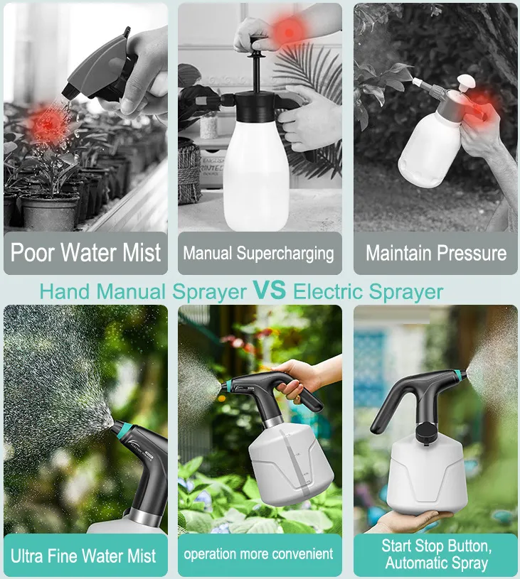 Battery Operated Electric Garden Sprayer 2L Automatic Plants Water Spraying Bottle Can 2 Litre Garden Plastic Electric Sprayers