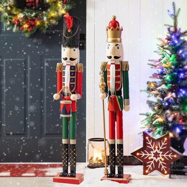 Glitzhome 42H Wooden Christmas King/Soldier Nutcracker Porch Decor