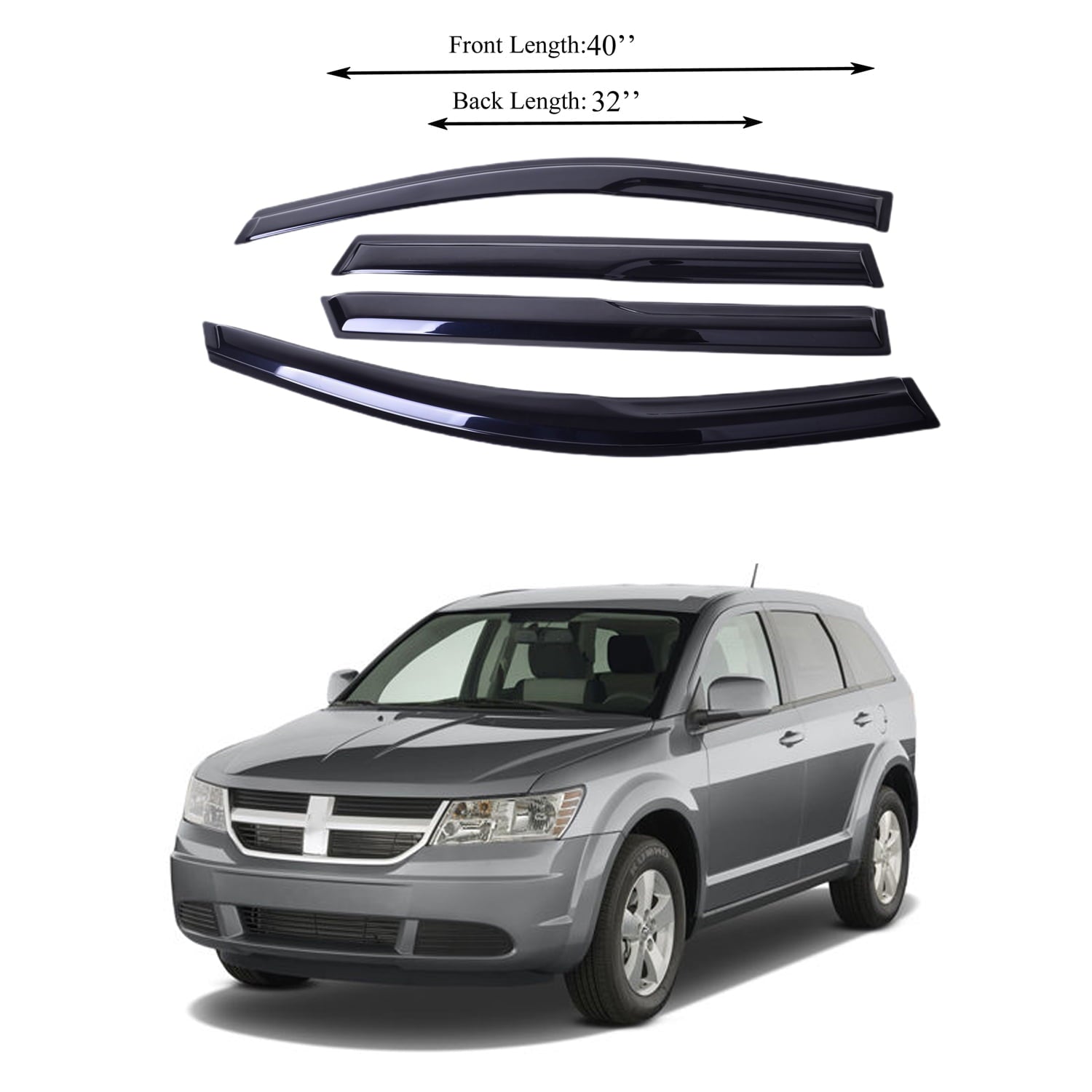 Fits for Journey 0817 Acrylic Side Window Visor Sun Rain Deflector Guard