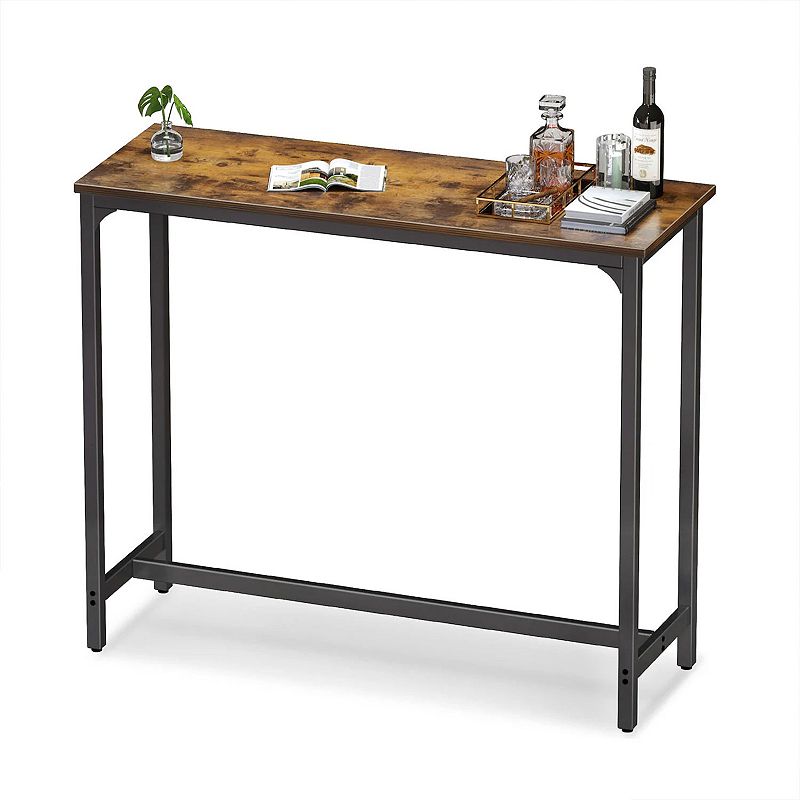 ODK 47 Inch Rectangular Modern Bar Height Table w/ Metal Legs， Rustic Brown