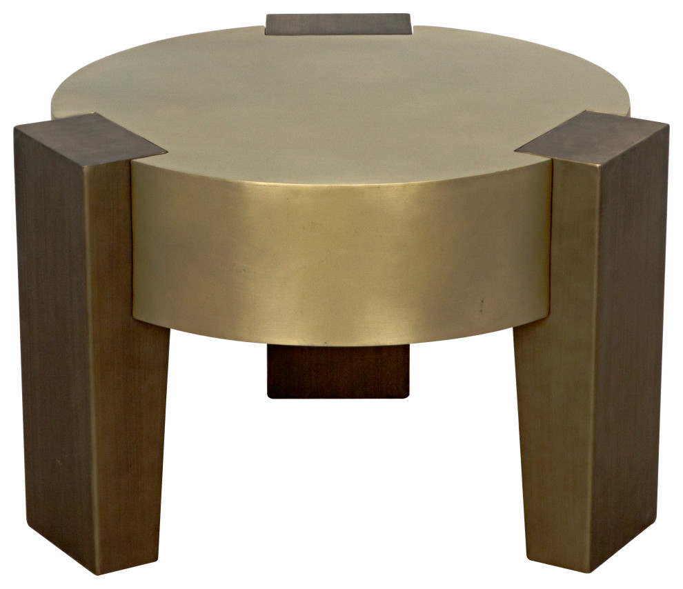 Noir Furniture Carrusel Coffee Table With Antique Brass Finish GTAB1113MBAB   Contemporary   Coffee Tables   by Noir  Houzz