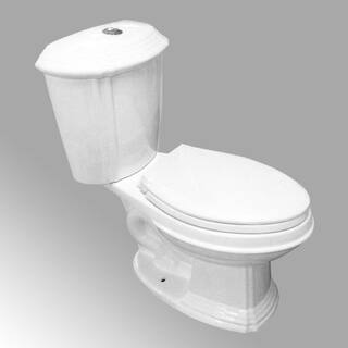 RENOVATORS SUPPLY MANUFACTURING Sheffield 2-Piece 0.8 GPF1.6 GPF WaterSense Dual Flush Elongated Toilet in White with Slow Close Seat 10783