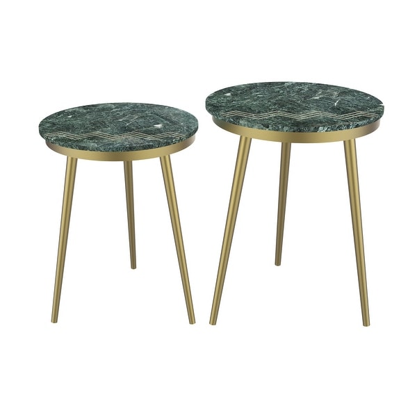 Somette Avery Green and Gold Set of 2 Nesting Tables