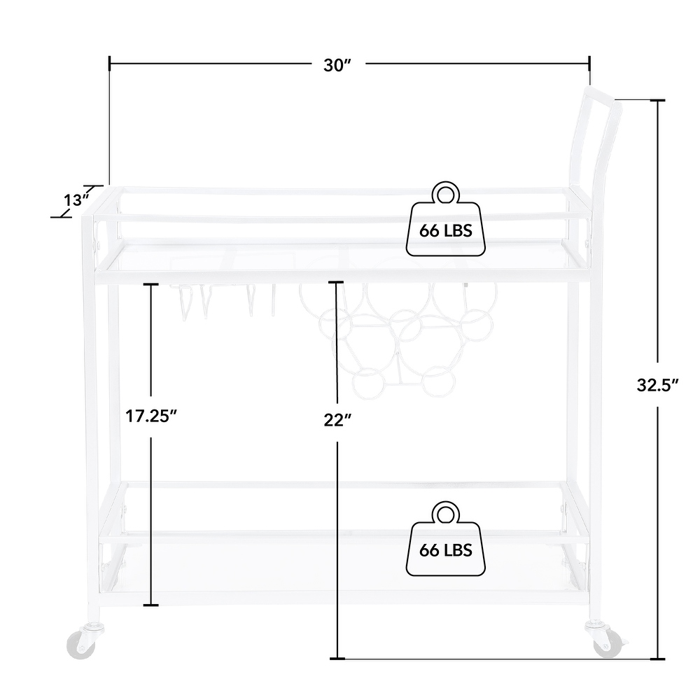 FirsTime   Co. Francesca Bar Cart  Metal Frame  Wood/Glass Top