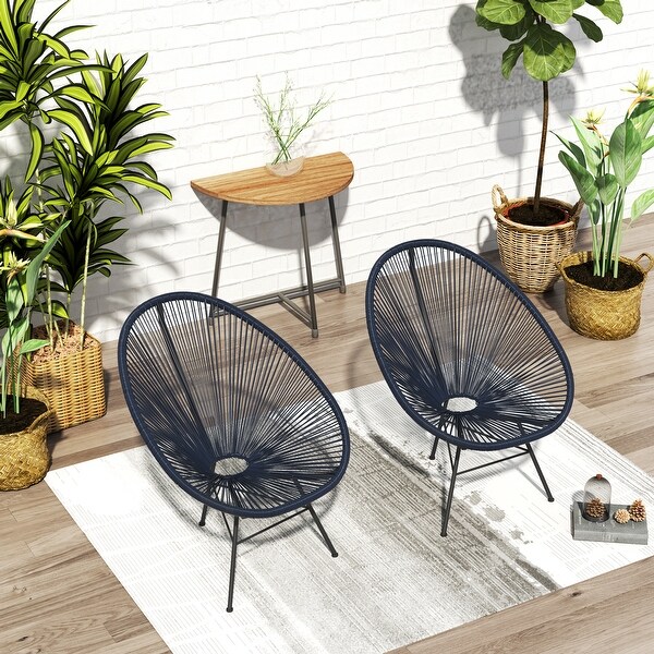 Corvus Sarcelles Acapulco Modern Wicker Bistro Chairs(Set of 2)