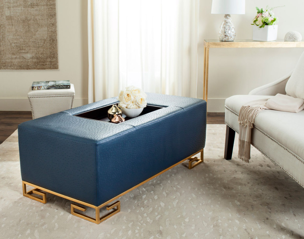 Lian Faux Ostrich Tray Ottoman/Coffee Table Navy   Contemporary   Footstools And Ottomans   by V.S.D Furniture  Houzz