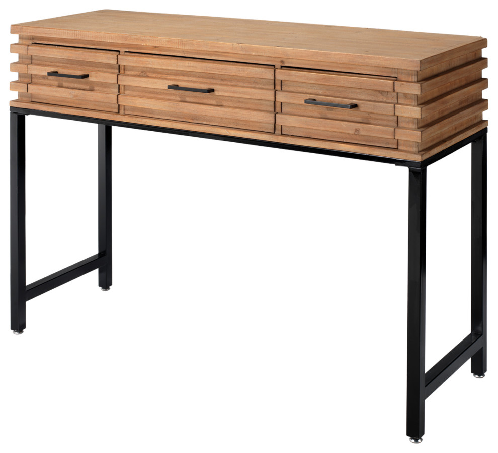 Brown Fir Wood Iron Logan Console   Industrial   Console Tables   by HedgeApple  Houzz