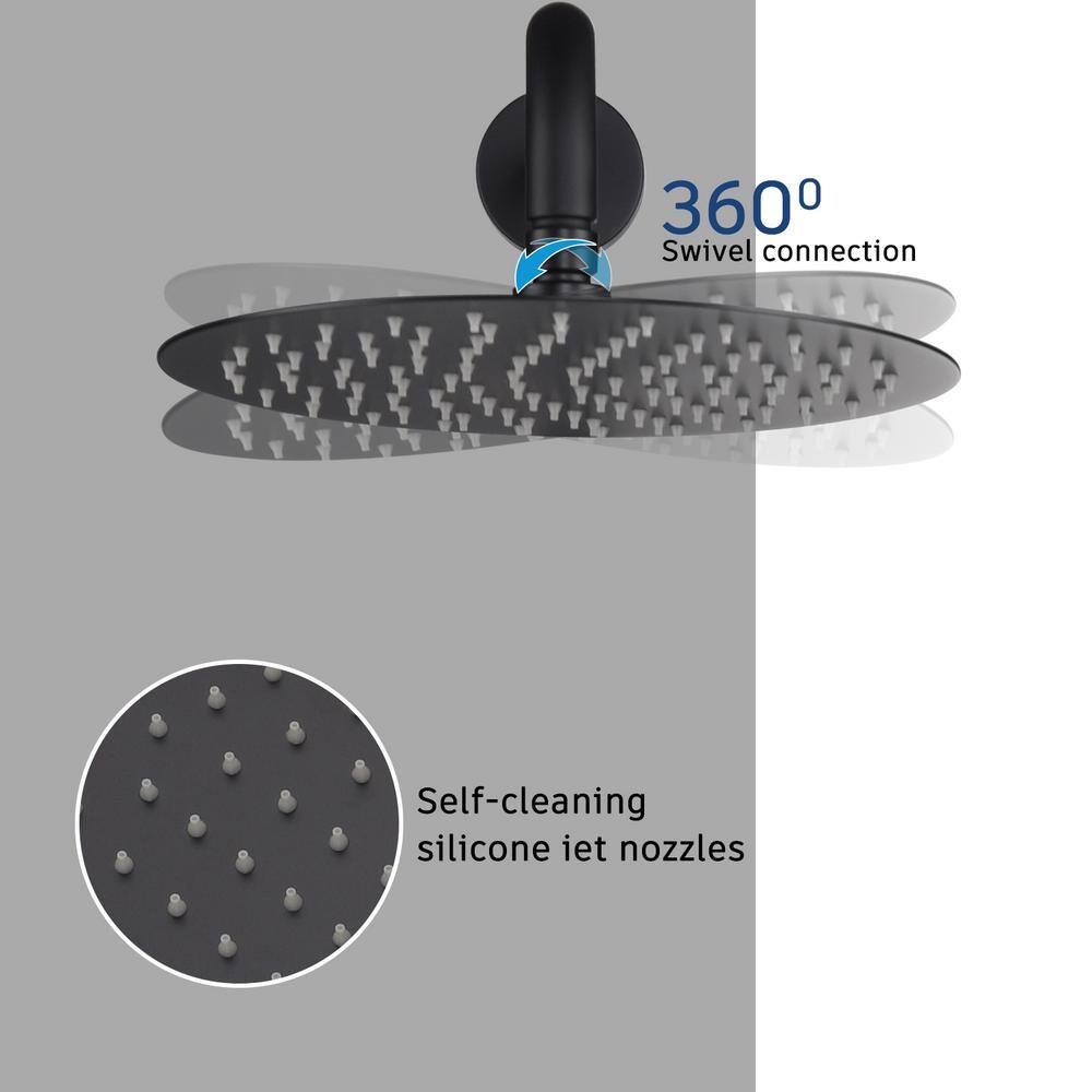 CASAINC 1-Spray Patterns Round 2-Functions 10 in. Wall Mount Dual Shower Heads with Handheld in Matte Black M6610-A-10-MB