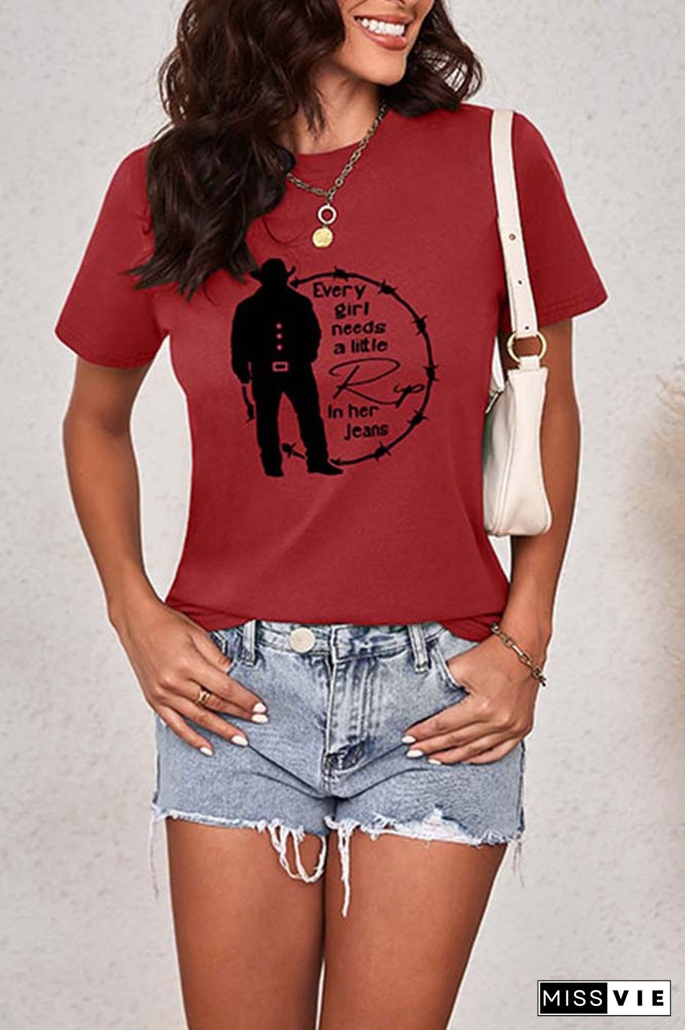 Every Woman Needs a Little Rip in their Jeans Graphic Printed Short Sleeve T Shirt Wholesale