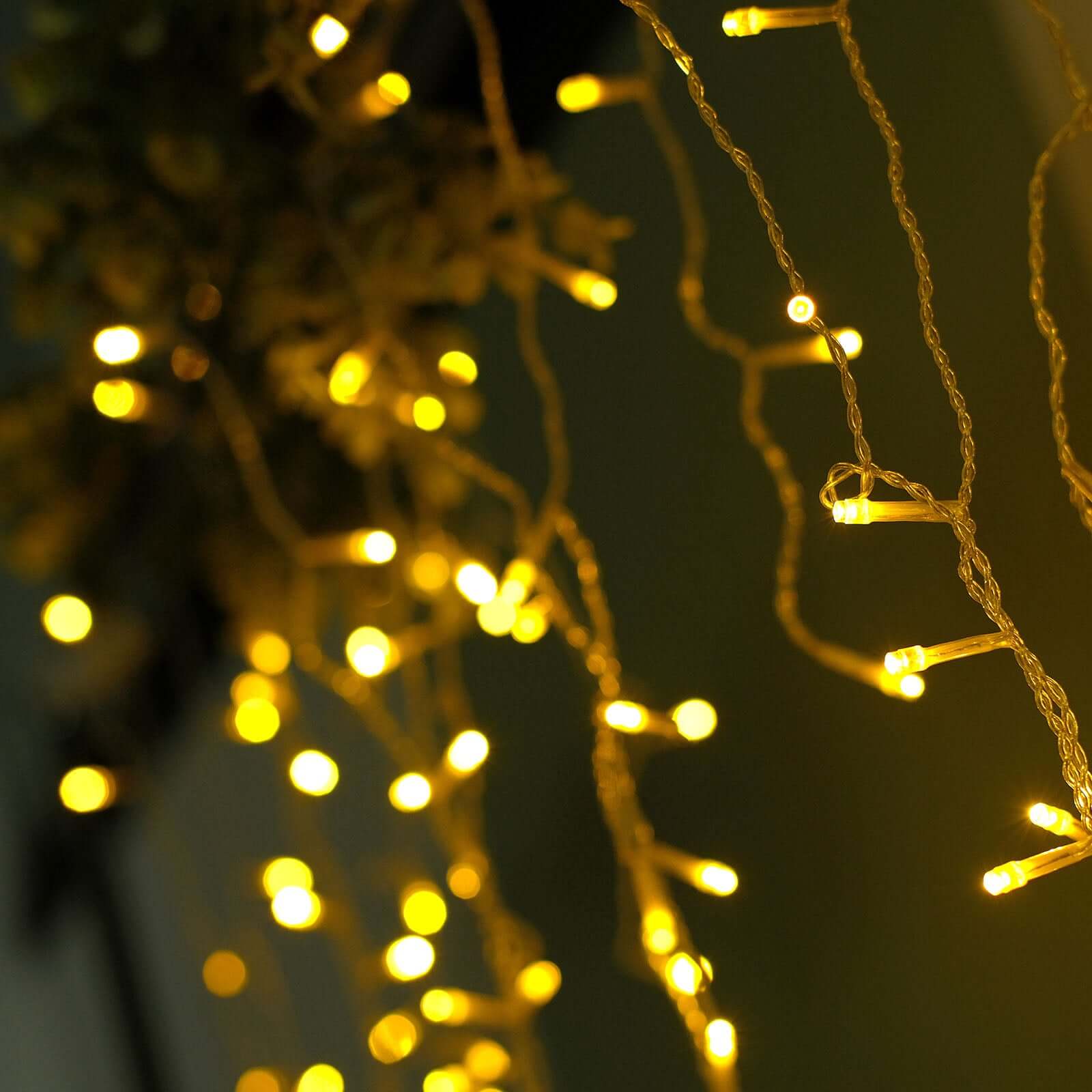 Warm White 192 LED Icicle Curtain Fairy String Lights with 8 Modes 5ftx8ft