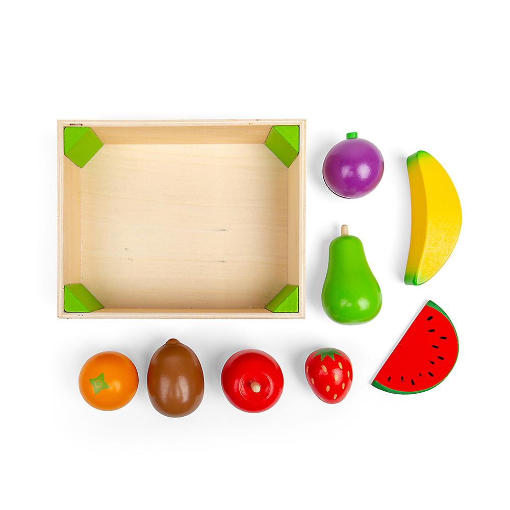 Bigjigs Toys Wooden Play Food Fruit Crate Pretend Role Play Kitchen