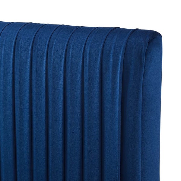 Montrose Blue Velvet Upholstered Twin Size Headboard - - 32807394