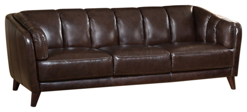 Frances Leather Craft Sofa   Midcentury   Sofas   by KEMP INTERNATIONAL INC  Houzz