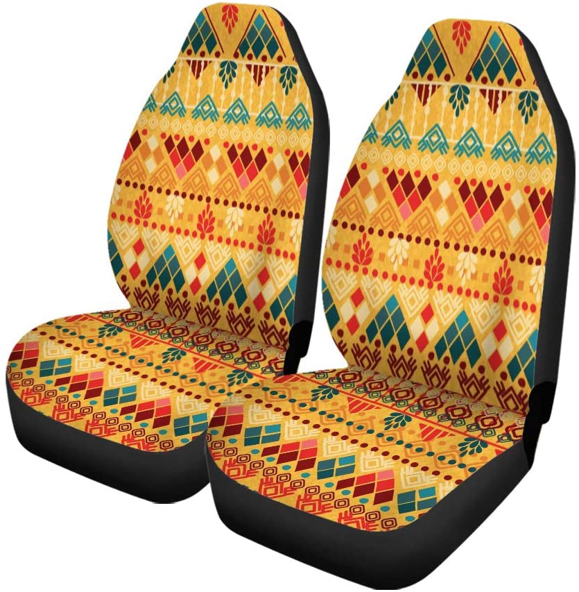 ZHANZZK Set of 2 Car Seat Covers Pattern Tribal Jackets Envelopes Pads Blankets Furniture Africa Universal Auto Front Seats Protector Fits for Car，SUV Sedan，Truck