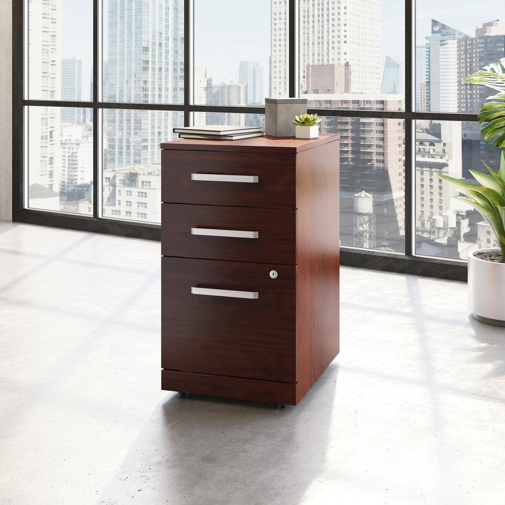 Affirm Classic Cherry Decorative Lateral File Cabinet with 3-Drawers and Hidden Casters (Comes Assembled) 426268