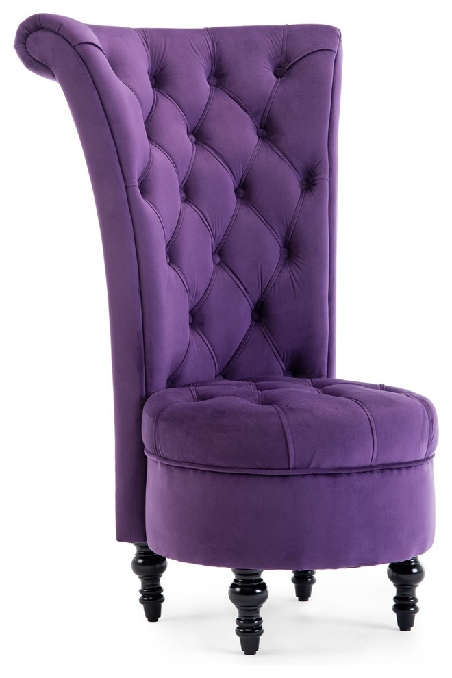 Royal High Back Velvet Tufted Ottoman Chair   Traditional   Armchairs And Accent Chairs   by OneBigOutlet  Houzz